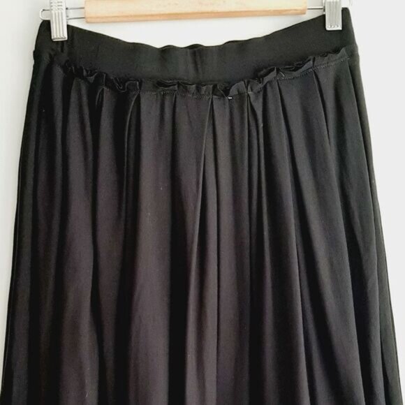 DESIGUAL \ Pleated Pull-On Elastic Waist Soft Knee Length Skirt Floral Black M - Picture 9 of 15